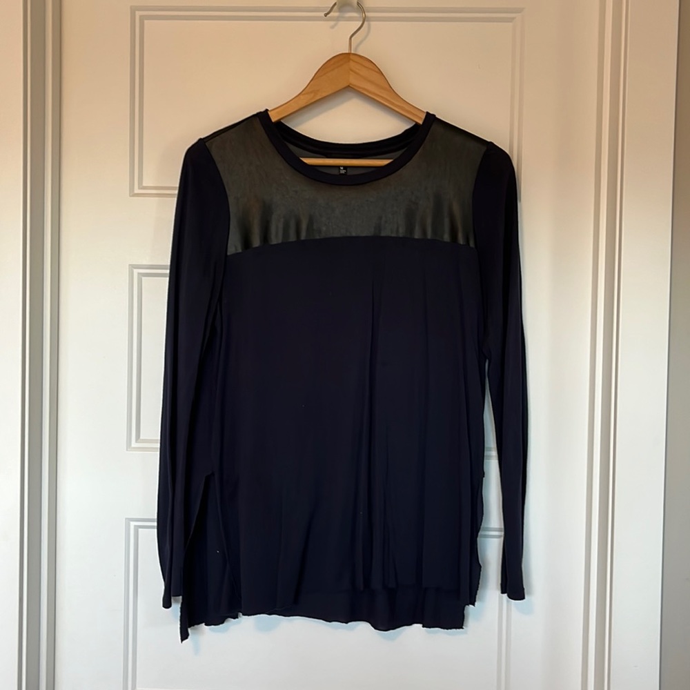Aritzia Free purple and leather blouse